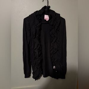 Romeo & Juliet Couture Open Front Ruffle Sweater Size L NWT M Black